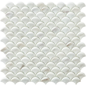 Calacatta Grey 3D Fish Scale Mosaic | Soul Extreme Collection by Vidrepur
