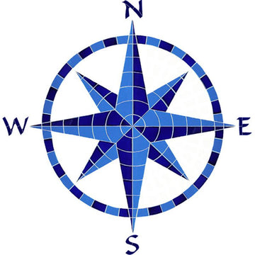 CEIBLUL Eight Point Compass - Blue Artistry in Mosaics