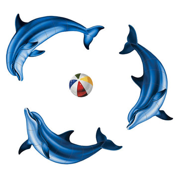 Dolphin Group, Bottlenose | PORC-DG35-6 | Pool Mosaic by AquaBlu Mosaics