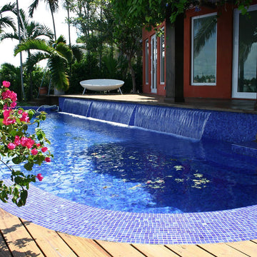 Fog Navy Blue Glass Pool Tile by Vidrepur