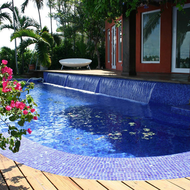 Fog Navy Blue Glass Pool Tile by Vidrepur