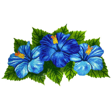 G-HTB - Glass Hibiscus Trio - Blue - Pool Mosaic