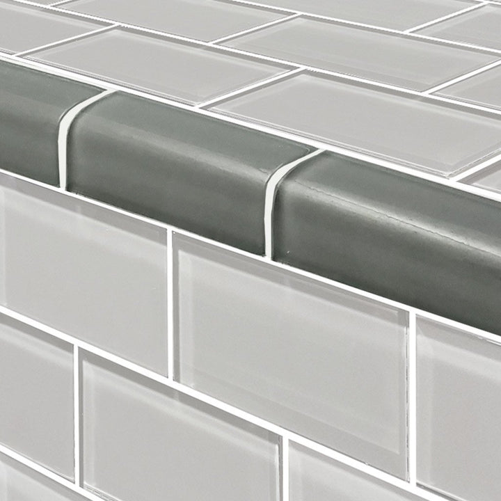 Subway Glass Tile Trim by Artistry in Mosaics