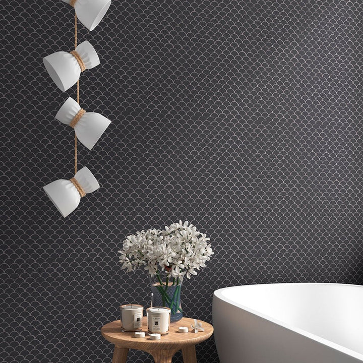 Soul Fishscale Dark Grey Glass Tile by Vidrepur