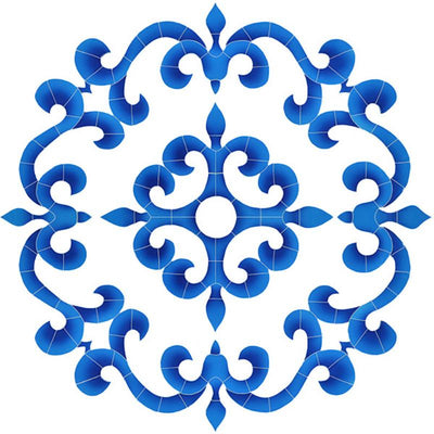 MTUBLUL Tuscan Medallion - Blue Artistry in Mosaics