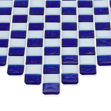 Sapphire and White, 1" x 1" Diamond Pattern Glass Tile