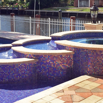 Shell Saphire Glass Pool Tile | Vidrepur