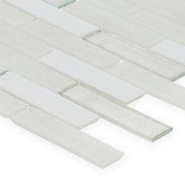 Snowfall, 1" x 4" Staggered Glass Tile | E14SNOWXXB | American Glass Mosaics