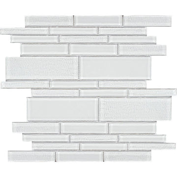 Treasure Series Whitestone Linear Mosaic Tile | TASTREAWHITESTML | Tesoro Glass Tile