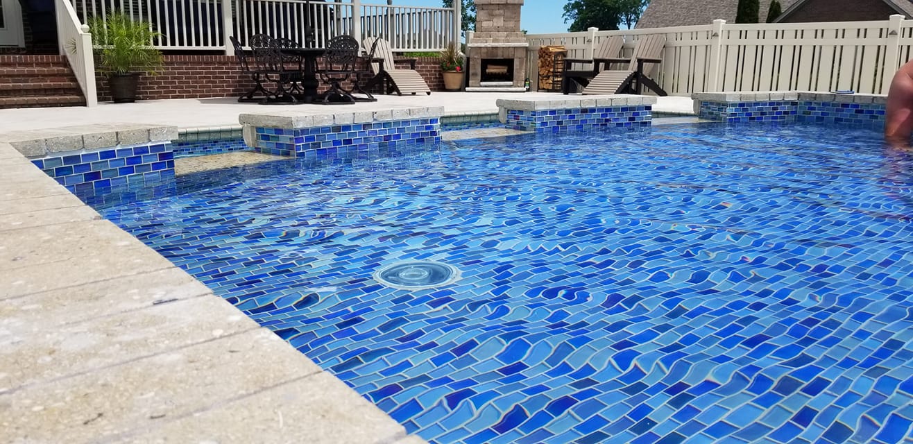 all glass tile pool 