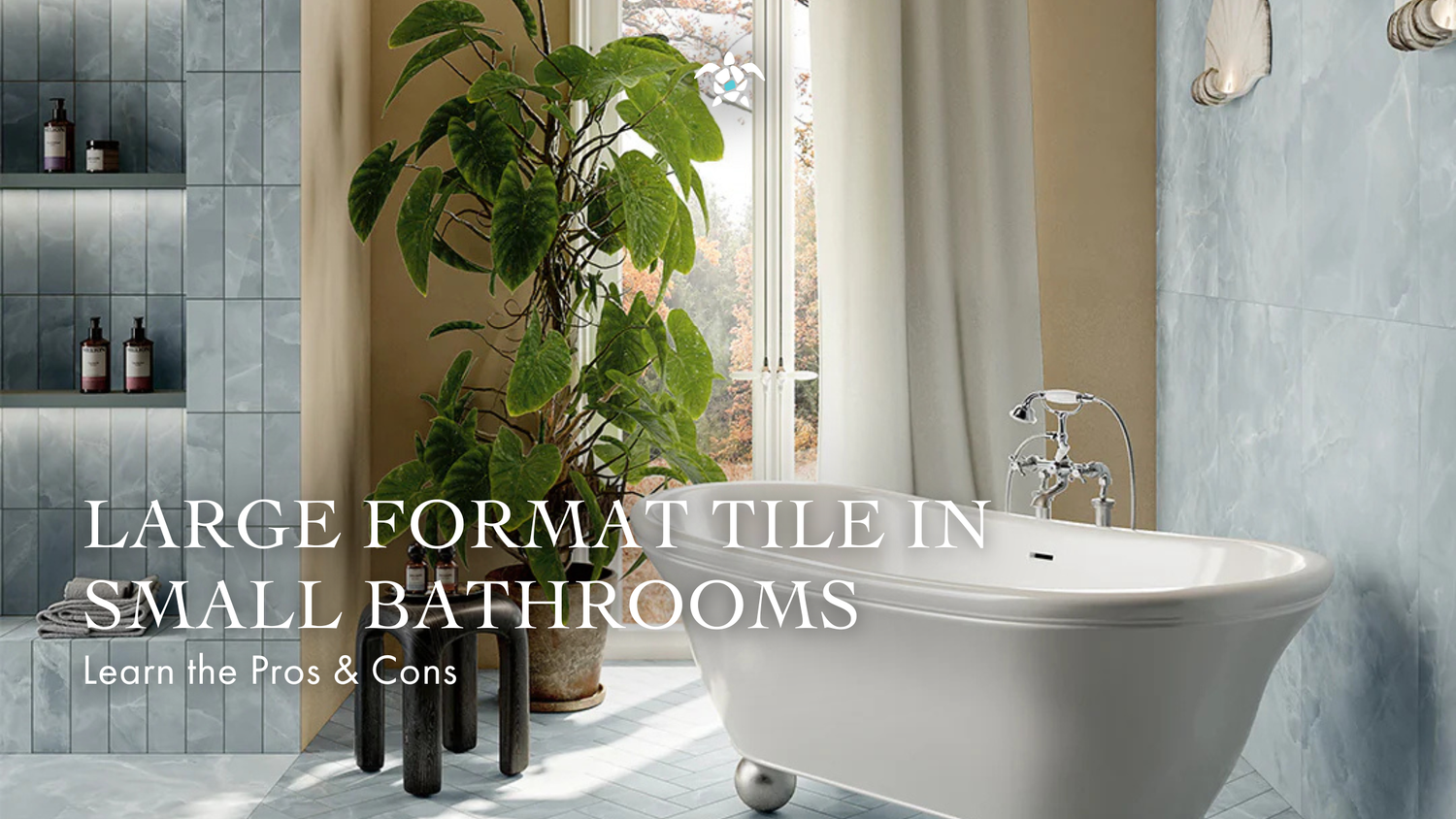 large format tile in small bathroom, large format tile, large tile, bathroom tile, porcelain tile, 24" x 48", 8" x 48"