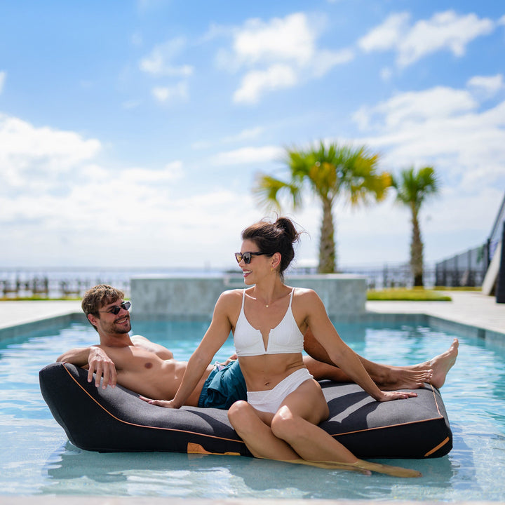 Lux Double Inflatable Chaise Pool Float with Sunbrella® Fabric