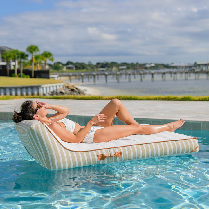 Lux Double Inflatable Chaise Pool Float with Sunbrella® Fabric