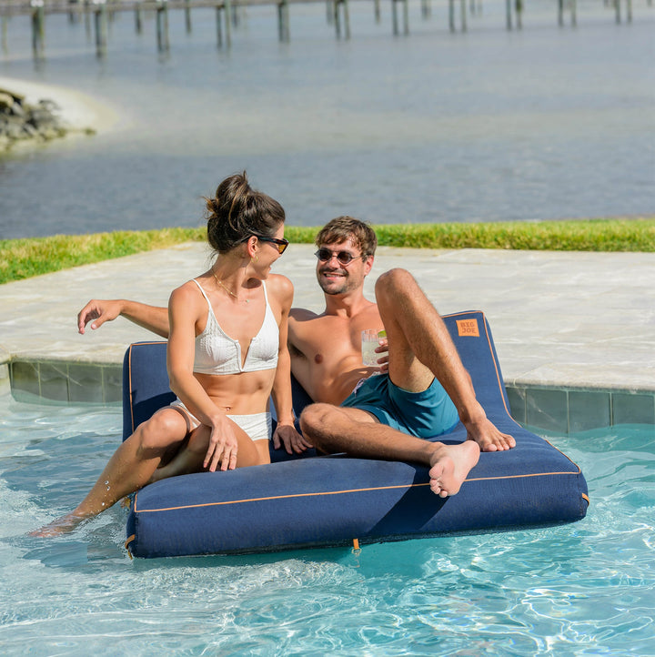 Lux Double Inflatable Chaise Pool Float with Sunbrella® Fabric