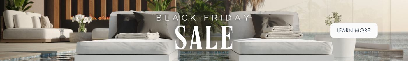 Advertisement for a black Friday sale featuring modern outdoor furniture.