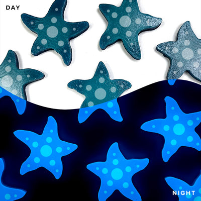 3" Dotted Mini Starfish Pool Mosaic | Glow in the Dark Pool Tile