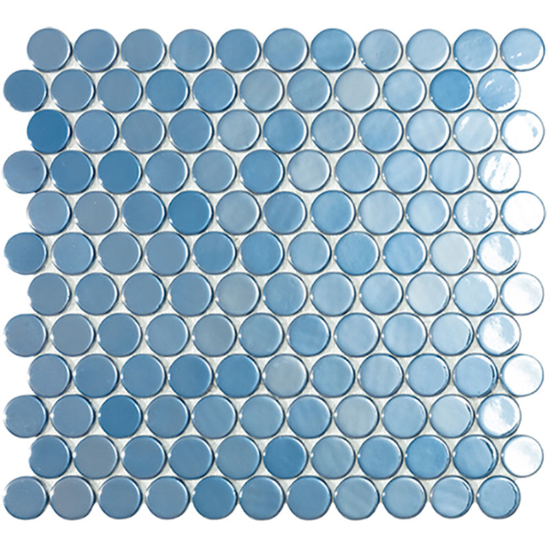 Dark Blue Circle, Penny Round Glass Tile | Mosaic Tile by Vidrepur