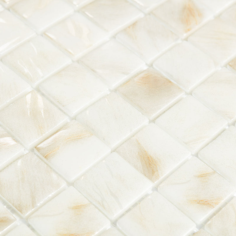 Oasis Marfil, 1" x 1" Glass Tile | Pool, Spa, & Kitchen Tile