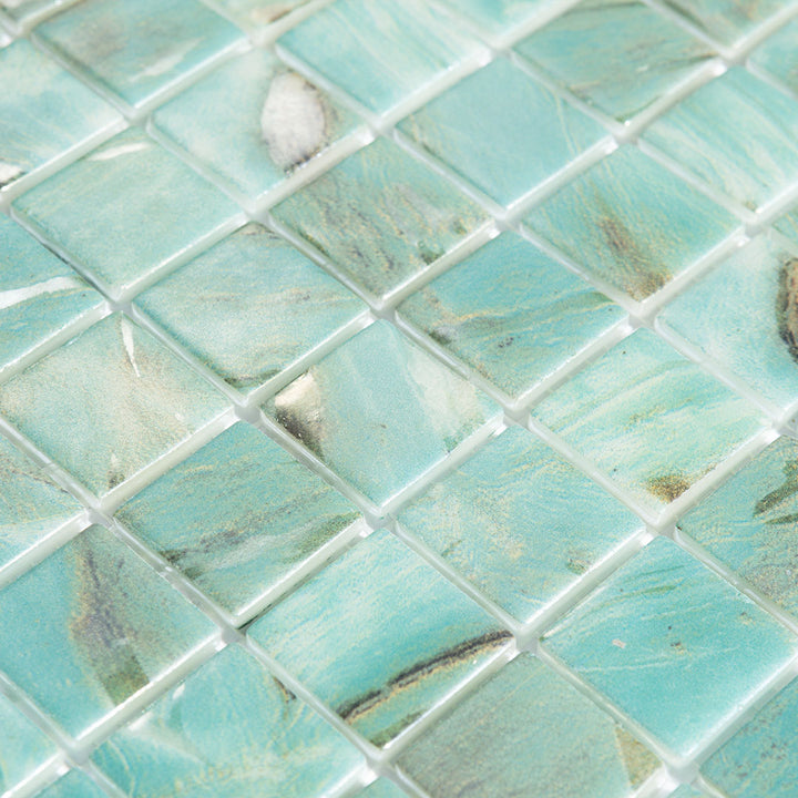 Oasis Turquoise, 1" x 1" Glass Tile | Pool, Spa, & Kitchen Tile