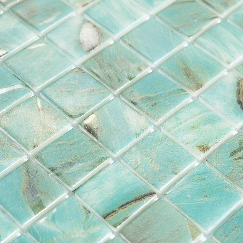 Oasis Turquoise, 1" x 1" Glass Tile | Pool, Spa, & Kitchen Tile