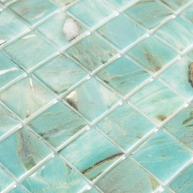 Oasis Turquoise, 1" x 1" Glass Tile | Pool, Spa, & Kitchen Tile