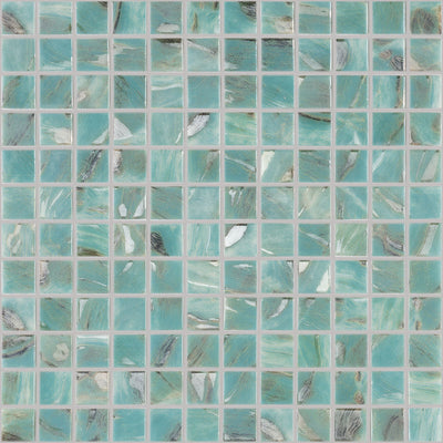 Oasis Turquoise, 1" x 1" Glass Tile | Pool, Spa, & Kitchen Tile