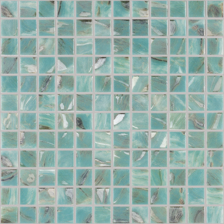 Oasis Turquoise, 1" x 1" Glass Tile | Pool, Spa, & Kitchen Tile