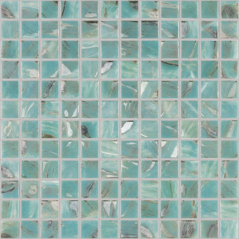 Oasis Turquoise, 1" x 1" Glass Tile | Pool, Spa, & Kitchen Tile