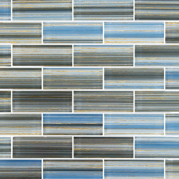 Cerulean Gold 1.5" x 4" glass tile