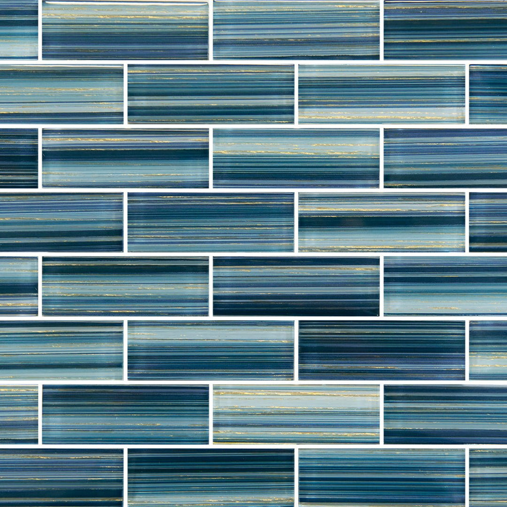 Indigo Gold 1.5" x 4" glass tile