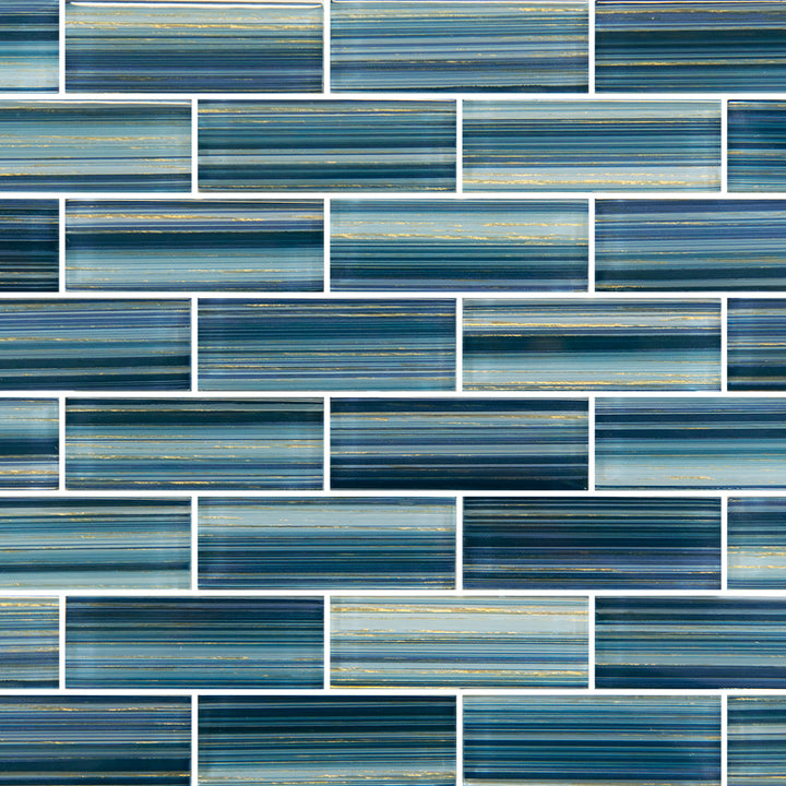 Indigo Gold 1.5" x 4" glass tile