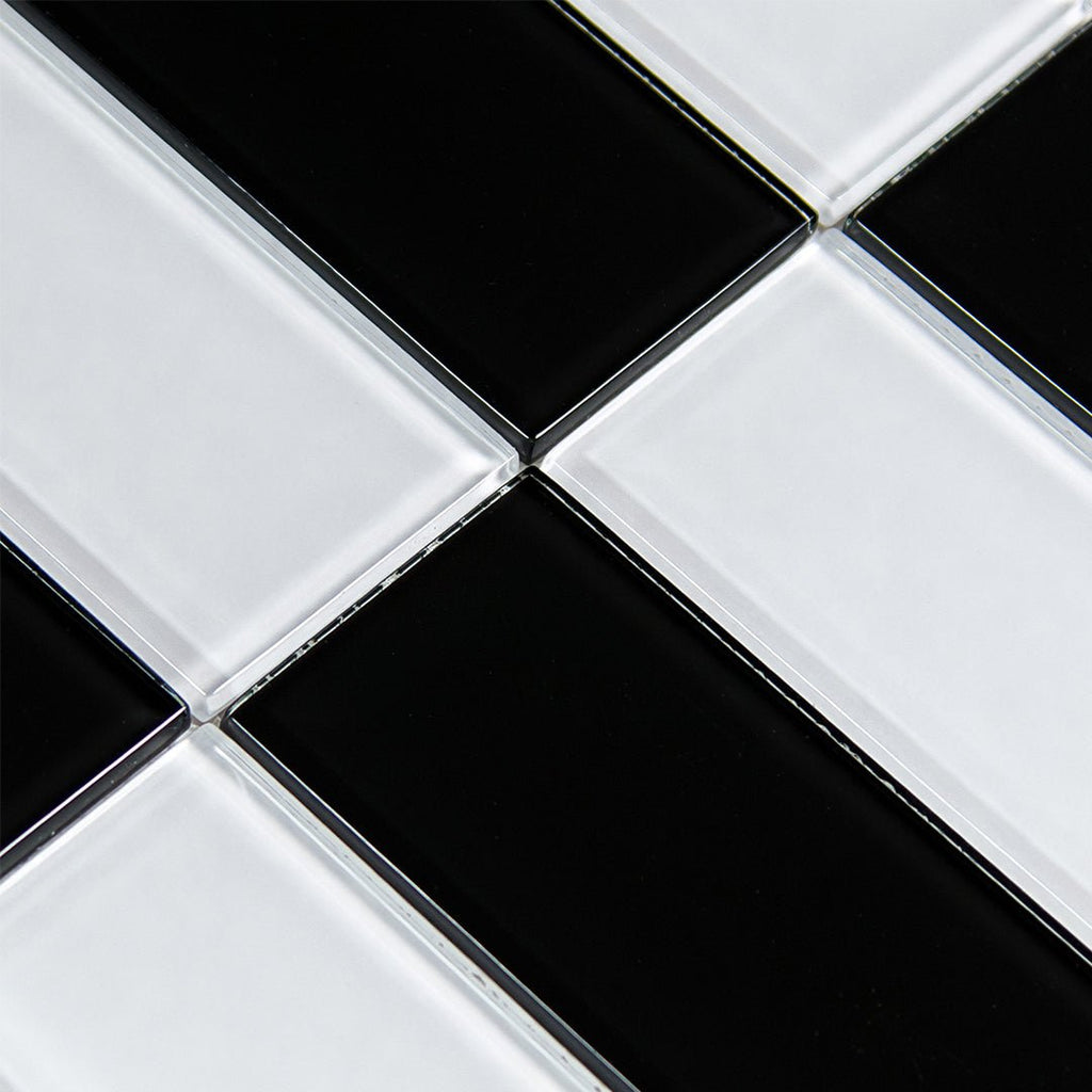 Jet Black 3" x 6" glass tile