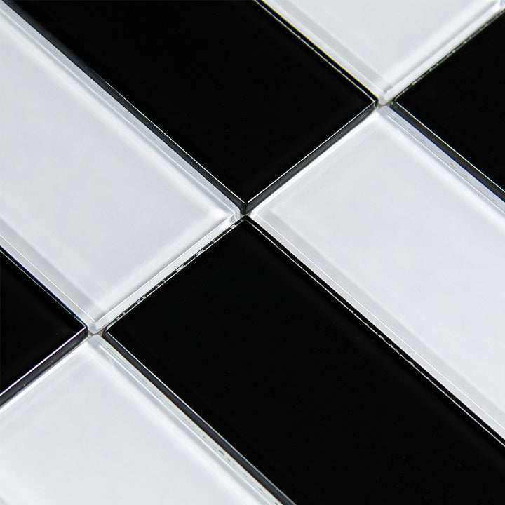 Jet Black 3" x 6" glass tile
