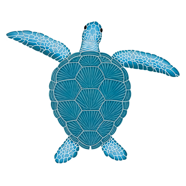 Aqua Loggerhead Turtle Mosaic by Artistry in Mosaics