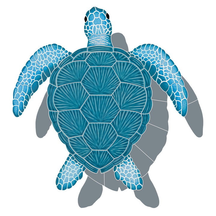 Aqua Loggerhead Turtle with Shadow mosaic by artistry in mosaics