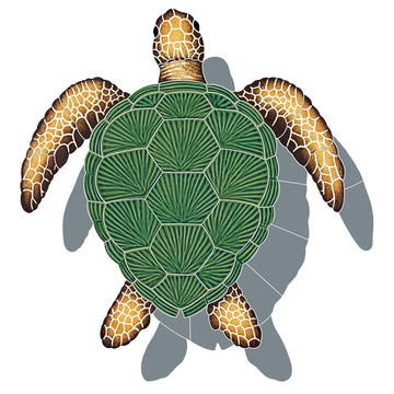Loggerhead Turtle Mosaic with Shadow by Artistry in Mosaics