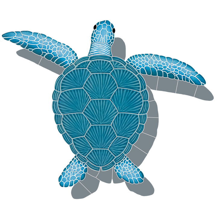 Aqua Loggerhead Turtle with Shadow mosaic by artistry in mosaics