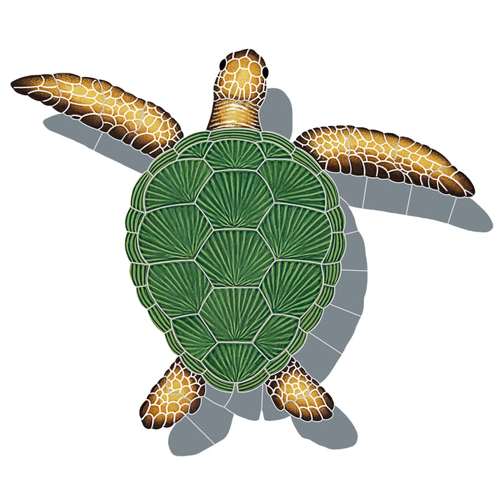 Loggerhead Turtle Mosaic with Shadow by Artistry in Mosaics