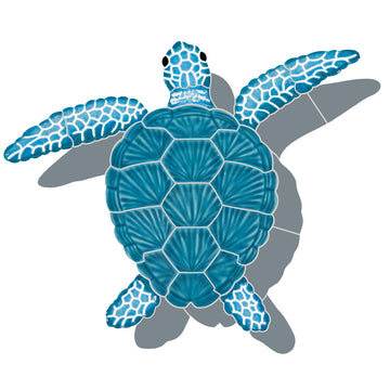 Aqua Loggerhead Turtle with Shadow mosaic by artistry in mosaics