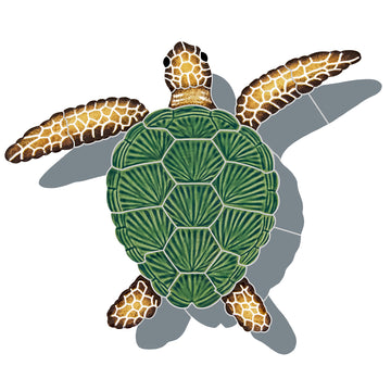 Loggerhead Turtle Mosaic with Shadow by Artistry in Mosaics