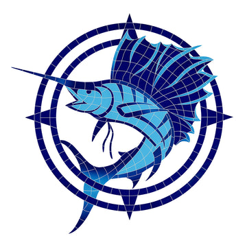 Sailfish Compass Mosaic by Artistry in Mosaics