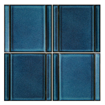 Tetsukon Blue Relief A, 6" x 6" Porcelain Tile