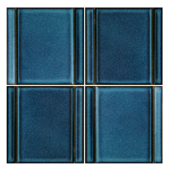 Tetsukon Blue Relief A, 6" x 6" Porcelain Tile