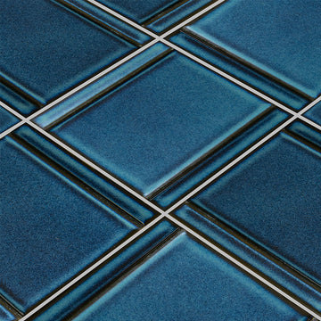 Tetsukon Blue Relief A, 6" x 6" Porcelain Tile