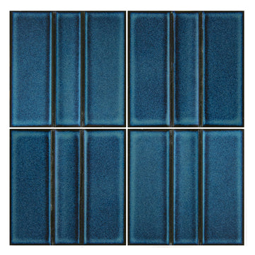 Tetsukon Blue Relief B, 6" x 6"  Porcelain Tile