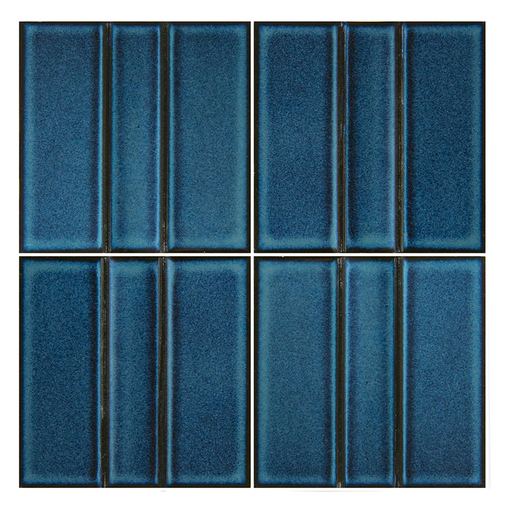 Tetsukon Blue Relief B, 6" x 6"  Porcelain Tile