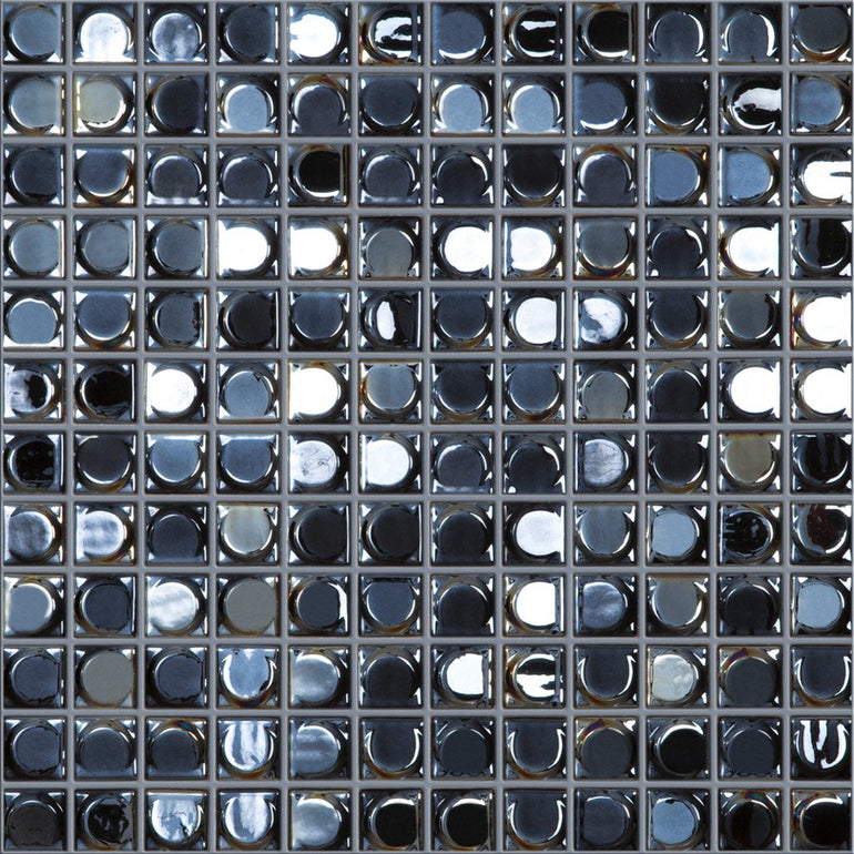 AURA BLACK Black Iridescent, 1" x 1" - Glass Tile