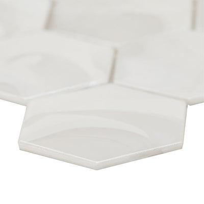 Akoya Pearl, Hexagon Glass Tile | Kitchen Backsplash & Bathroom Tile