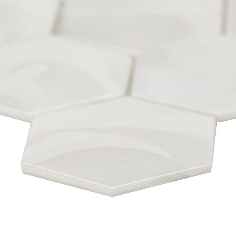 Akoya Pearl, Hexagon Glass Tile | Kitchen Backsplash & Bathroom Tile