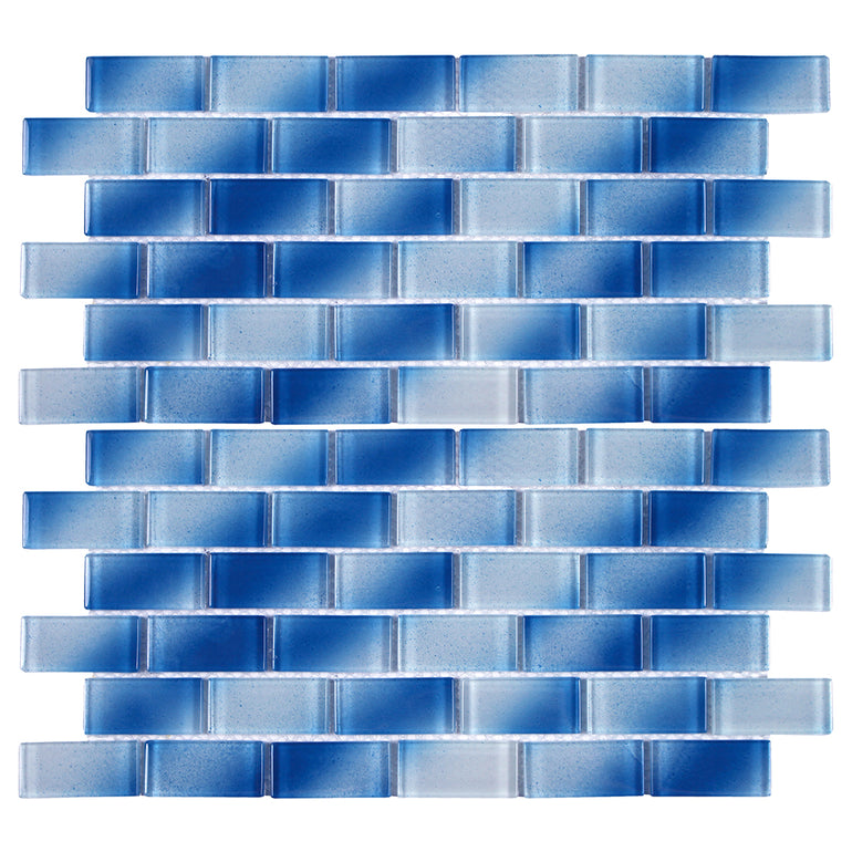 Alpha Blue, 1" x 2" Mosaic Tile | TAEALPHBLUE12 | Glass Pool Tile